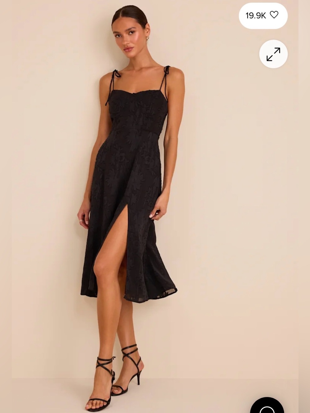 Lulu's Black Midi Dress with Spaghetti Straps